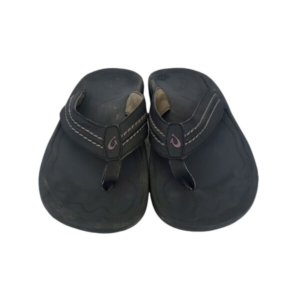 OluKai Hokua Flip Flops Black Slides Slip On Sandals Comfort Men Size 12 main image 5